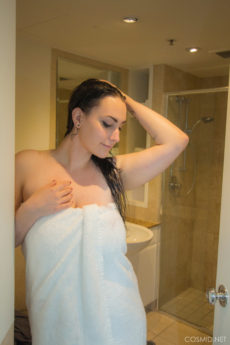 Curvaceous Angel Chloe Plays Stripped In The Shower Whilst We Observe